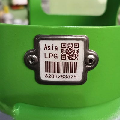 O código de barras cerâmico do cilindro do metal customizável etiqueta para a garrafa de gás do propano