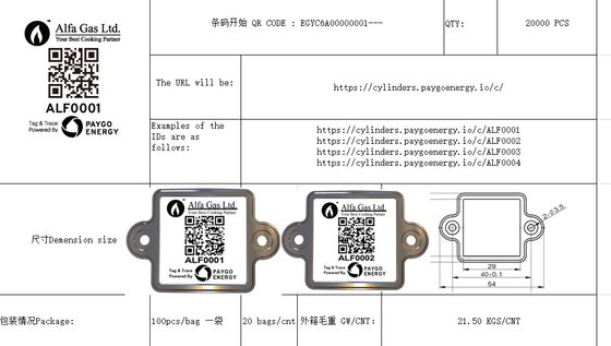 Etiquetas rastreáveis do ativo da resistência de corrosão QR do código de barras do cilindro do LPG